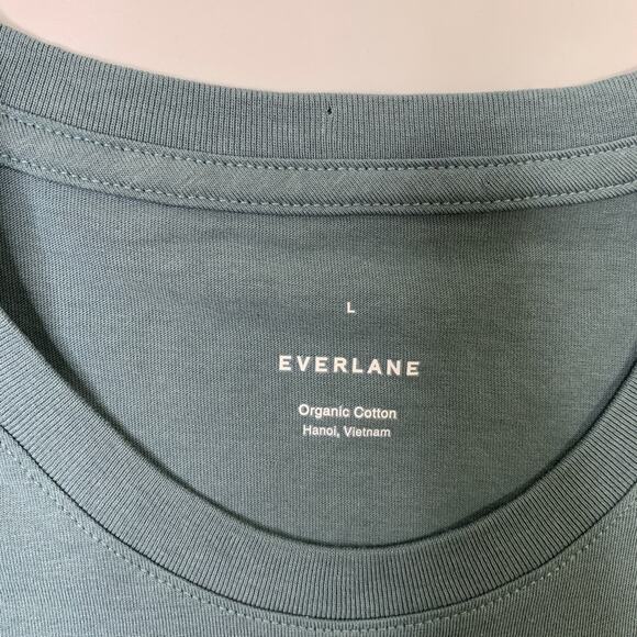 Everlane Shirt Mens L Large Slate Organic Cotton Short Sleeve V Neck Crew Tee - Picture 4 of 8